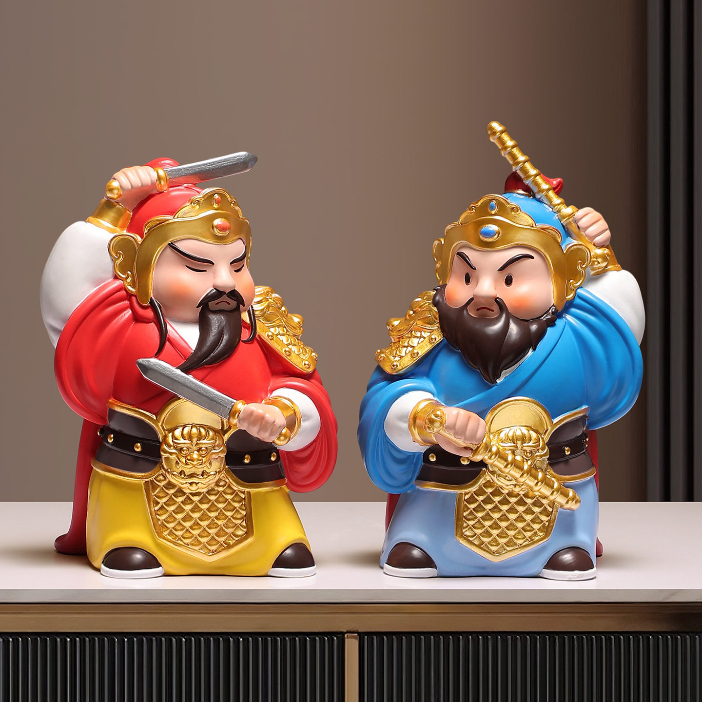哼哈二将门神镇宅公仔乔迁摆件小
