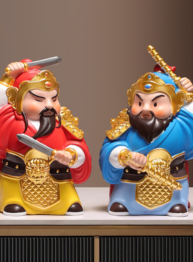 哼哈二将门神镇宅公仔乔迁摆件小
