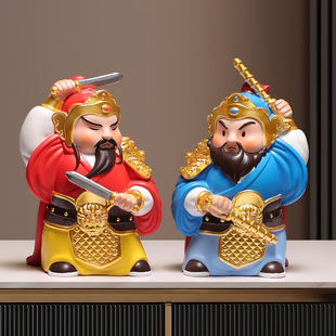 国潮入户哼哈二将门神摆件秦叔宝尉迟恭神像家居客厅装饰乔迁礼品