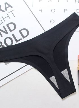 女士冰丝无痕一片式内裤低腰丁字printing G-string tbacks thong