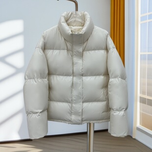 磁吸扣新款95白鸭绒小个子穿立领羽绒服女加厚短款面包服冬季外套