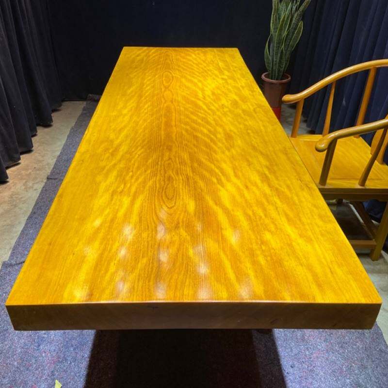 新品非洲黄花梨大板桌实木原木整块现货黄金樟茶桌茶台办公会议餐