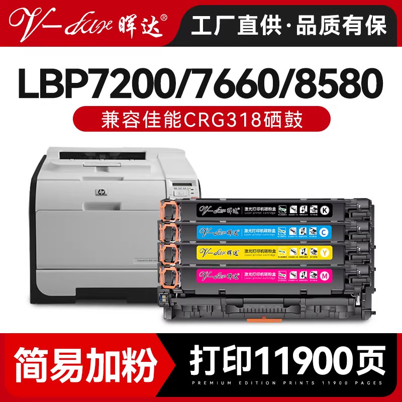 晖达适用佳能7200硒鼓CRG318 418  LBP7200cd 7660Cdn MF8350 8330 MF8380Cdw MF8580 MF8550Cdn打印机粉盒
