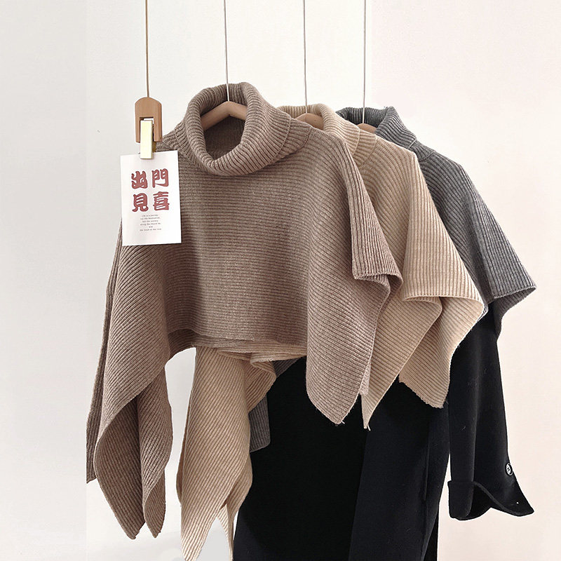 披肩女秋冬时尚高领套头针织围脖百搭保暖洋气马甲背心外搭脖套潮
