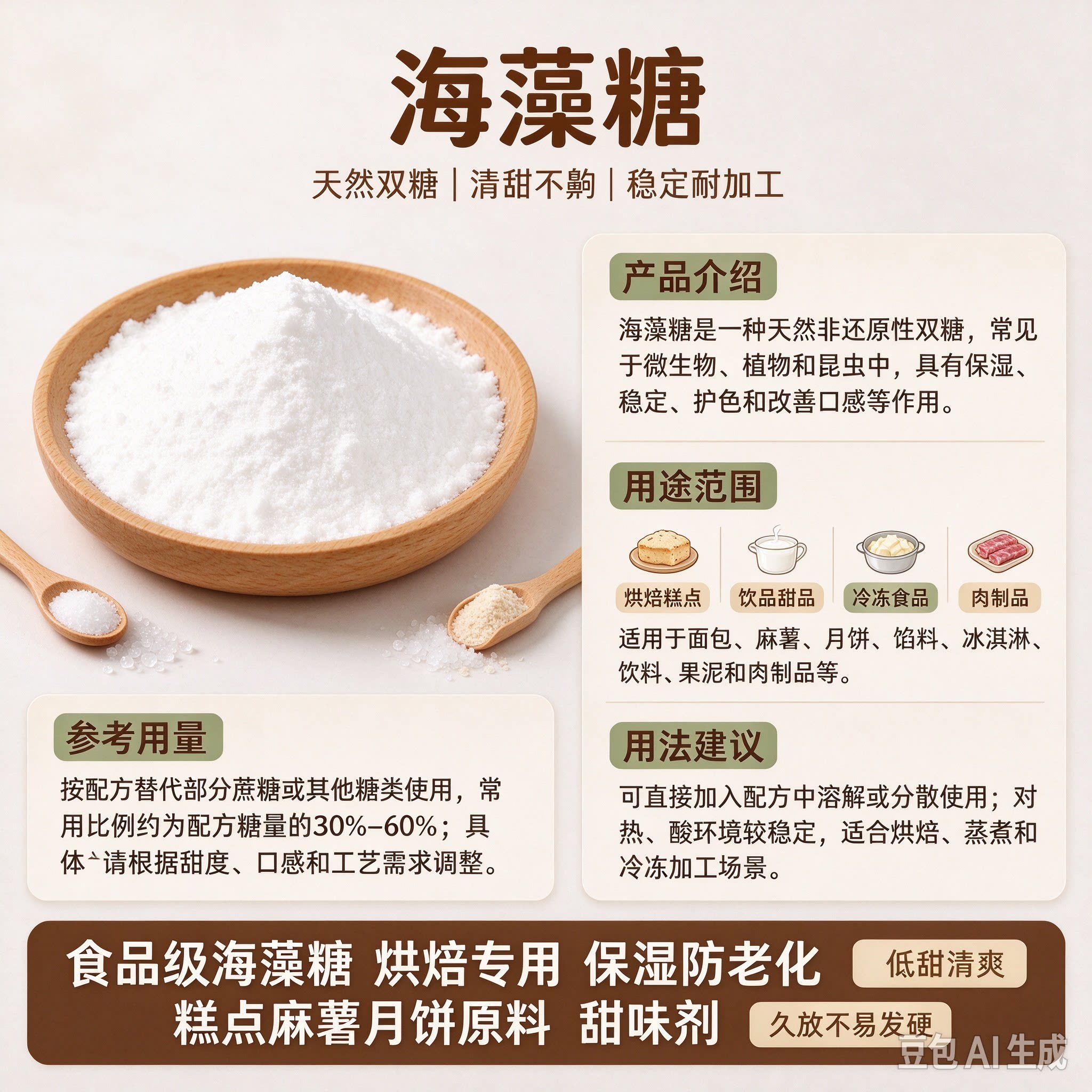 结晶海藻糖食品级烘焙原料甜味保湿剂牛轧糖马卡龙甜品甜味剂25kg