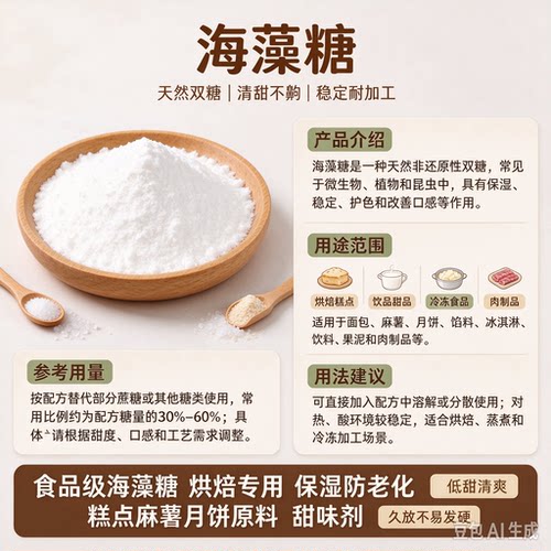 结晶海藻糖食品级烘焙原料甜味保湿剂牛轧糖马卡龙甜品甜味剂25kg