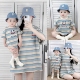 全家装 简约亲子装 一家三四口短袖 新款 条纹T恤婴儿连体衣 2025夏季