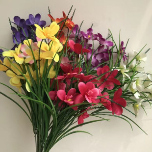单支仿真马兰花塑料花兰花假花假草栅栏花手工花装饰花7杈大玉兰
