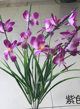 仿真花马兰花塑料花兰花假花假草栅栏花手工花装饰花7杈大玉兰
