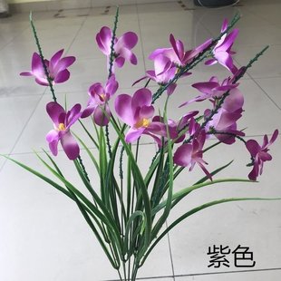 仿真花马兰花塑料花兰花假花假草栅栏花手工花装饰花7杈大玉兰