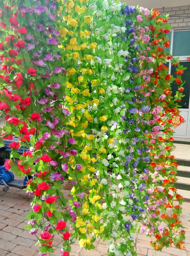 仿真玫瑰花藤条花链牡丹花挂藤管仿真花