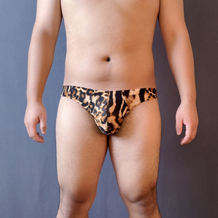 男士低腰豹纹三角裤虎纹激凸高弹大囊袋时尚透气舒适性感底裤
