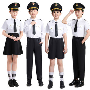 儿童高铁表演服幼儿园铁路乘务员演出服列车长地铁扮演运动会服装