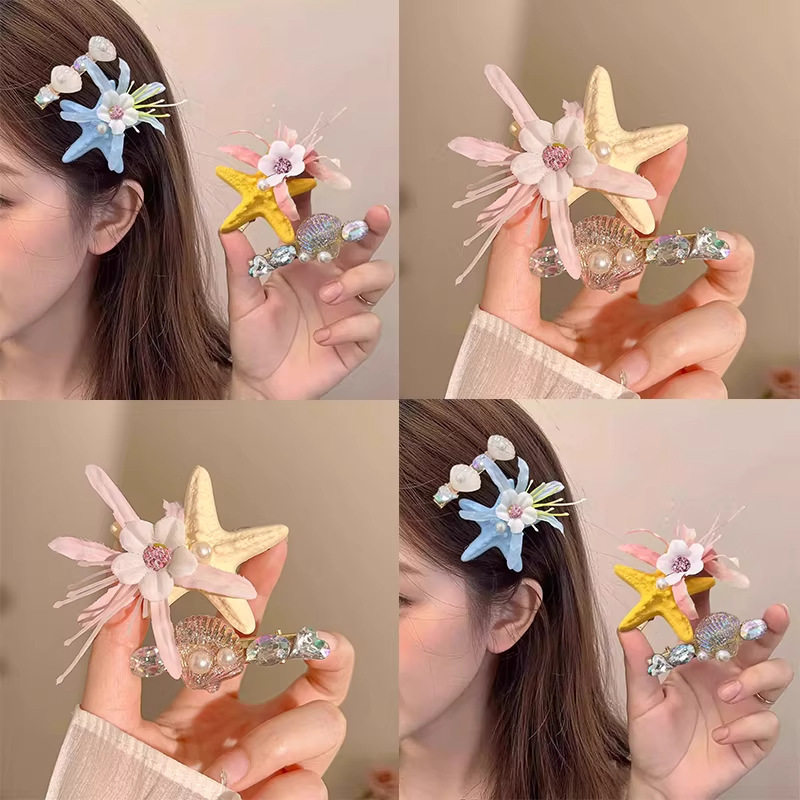 海洋系列碎发夹永生花海星贝壳浆果头饰海边旅游度假拍照发卡发饰