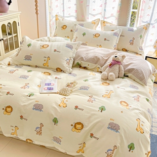 100%全棉被套单件儿童男孩长颈鹿狮子150x200x230cm卡通纯棉被罩