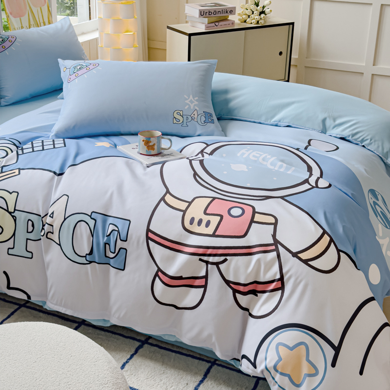 儿童男孩宇航员磨毛被套单件150x200x230cm双人被罩单人学生被单
