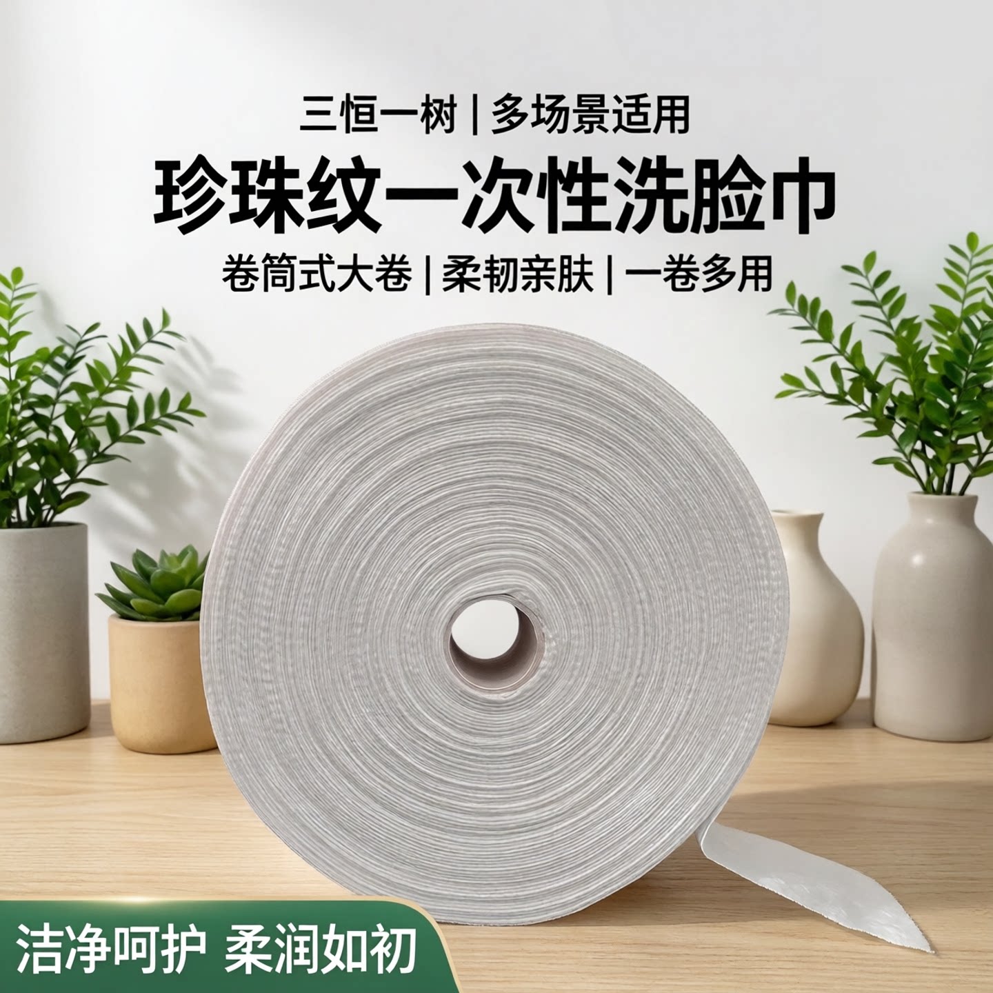 三恒一树一次性洗脸巾女美容院专用面巾纸洁面巾卷筒式大卷珍珠纹图片