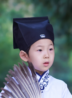 汉服帽子男童儿童古装成人礼古代书生帽宝宝秀才古风帽国学书童帽