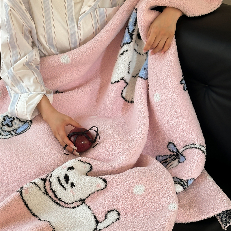 卡通西高地粉色多功能针织半边毯毛毯午休毯盖毯加厚珊瑚绒毯卧室