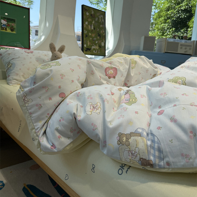 少女心碎花小熊床上四件套全棉