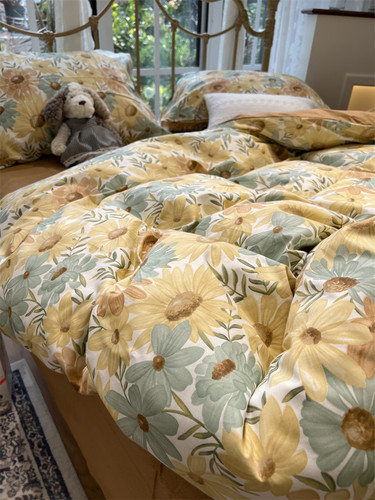 ins秋葵油画田园床上四件套全棉