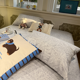 田园风简约染心灰全棉老粗布床单床笠单件亚麻保护罩少女心纯棉布