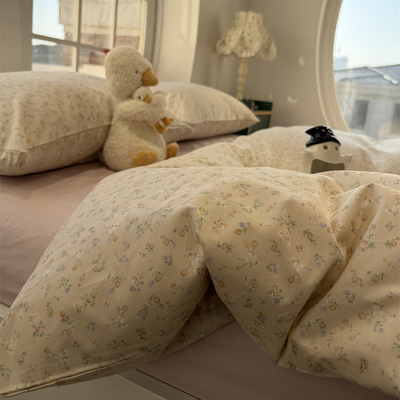 ins田园碎花粉嫩少女四件套全棉