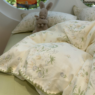 小清新小碎花双层纱纯棉四件套