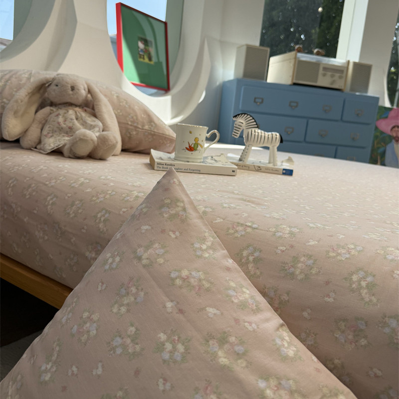 花蕾小碎花双层纱床笠床单单件