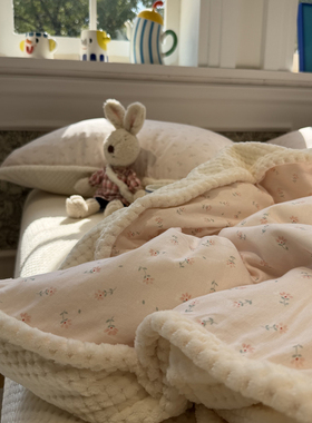 A版双层纱B版华夫格绒田园碎花粉棉加绒四件套1.5m1.8米保暖秋冬