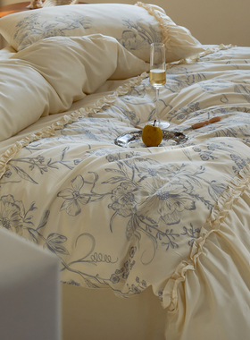 法式洛丽塔60s兰精天丝凉感莱赛尔纤维四件套1.5m1.8米床单被套