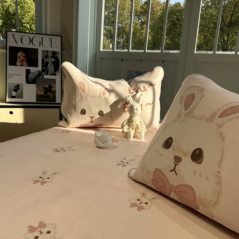 少女心可爱小兔冰丝席凉感空调席床席款三件套0.9m学生宿舍夏凉席