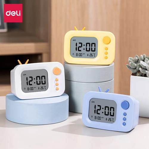 得力闹钟学生起床神器计时器儿童桌面强力叫醒电子小时钟表男女款