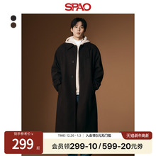 SPAO韩国同款冬季男士简约气质毛呢大衣外套SPJWE4VM02