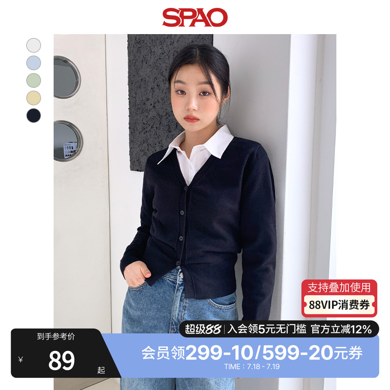 SPAO女秋新品甜美长袖毛衣开衫