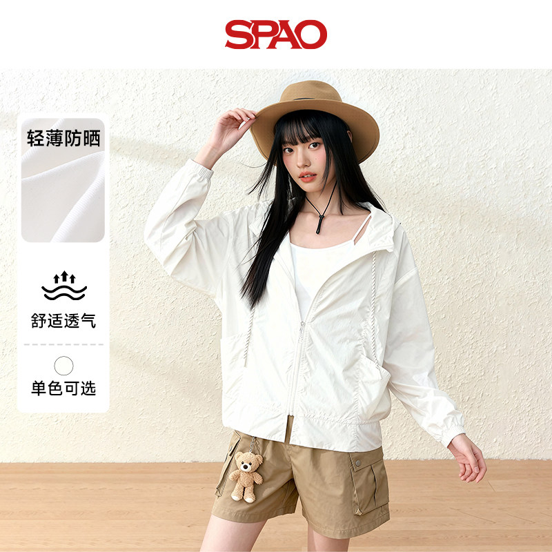 SPAO韩国同款冰丝防晒衣女夏季新款防紫外线宽松轻薄防晒服外套ZZ