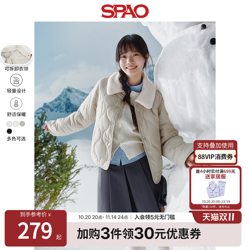 SPAO秋冬女士保暖棉衣外套