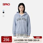SPAO韩国同款 复古宽松字母刺绣卫衣外套 男女同款 2026年春季 新品