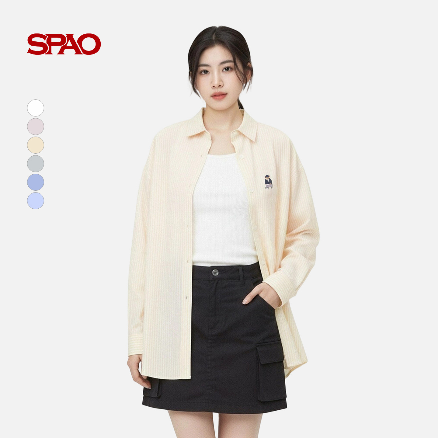 【WOODIE系列】SPAO韩国同款26年春季男女同款牛津纺长袖衬衫杏A