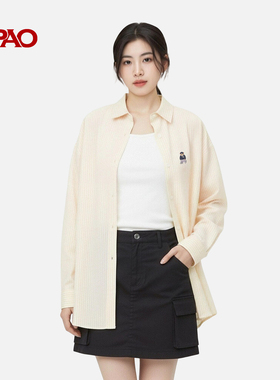 【WOODIE系列】SPAO韩国同款26年春季男女同款牛津纺长袖衬衫杏A