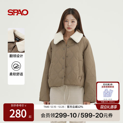 SPAO冬季新品菱格棉衣外套