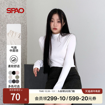 SPAO秋新品女中高领长袖T恤