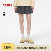 SPAO韩国同款 易搭纯色短裙百褶裙 秋冬女士气质时尚