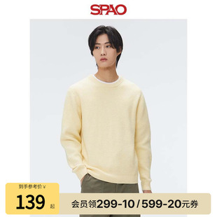 SPAO韩国同款 25年春秋男女简约易搭休闲圆领针织毛衣