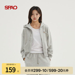 WOODIE系列 短款 SPAO韩国同款 新品 小熊连帽卫衣外套 25年冬季