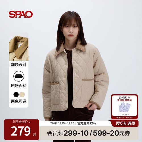 SPAO冬季新品翻领棉服外套