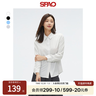 SPAO韩国同款 25年春秋女士通勤简约易搭雪纺衬衫