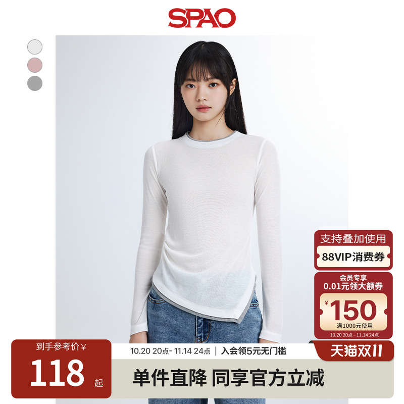 SPAO女士秋新品打底长袖T恤