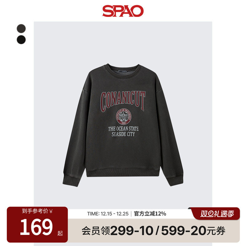 SPAO春季新品印花圆领卫衣