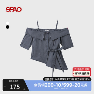 女士時尚 SPAO韓國同款 2025年夏季 新品 潮流休閑一字領襯衫